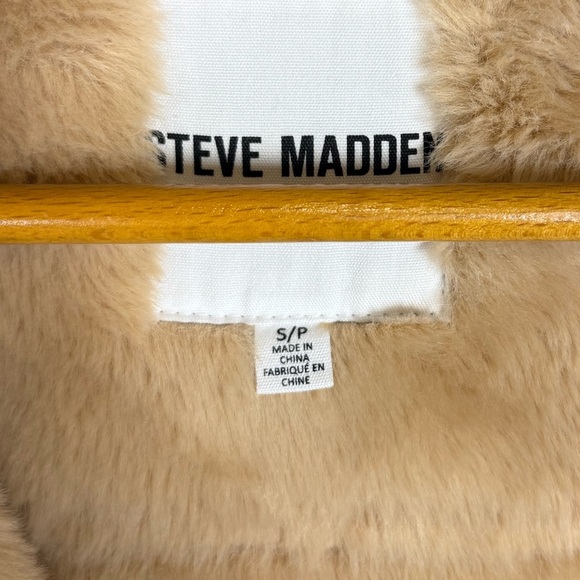 Steve Madden Women’s Faux Shearling Fur Bomber Jacket In Cognac Size Small - Picture 5 of 12
